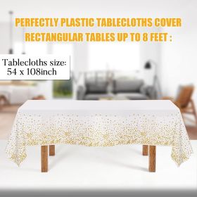 3 Pack St Patricks Day Decorations,St Patricks Day Table Cloths for Rectangle Tables,54" x 108" Disposable Plastic Tablecloths for St. Patrick's Day (Color: White Gold Dot)