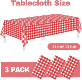 3 Pack St Patricks Day Decorations,St Patricks Day Table Cloths for Rectangle Tables,54" x 108" Disposable Plastic Tablecloths for St. Patrick's Day (Color: Red and White Checkered)