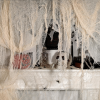 315 x 78.7 Halloween Gray Creepy Cloth Decorations Spooky Fabric Creepy Scary Gauze Cloth Decoration for Halloween Party Supplies