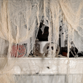 315 x 78.7 Halloween Gray Creepy Cloth Decorations Spooky Fabric Creepy Scary Gauze Cloth Decoration for Halloween Party Supplies (size: Beige   315" x 78.7")
