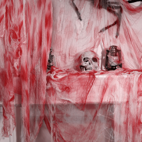 410 x 80 Halloween Creepy Cloth Black Spooky Fabric Gauze Spooky Giant Cheese Cloth for Halloween Party Supplies Decorations (size: Blood Red   410 x 80)