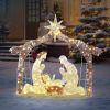 6ft 190LED Nativity Scene Brown Roof Christmas Lights, 30V 3.6W, Festive Home Decoration, Easy to Maintain, Create a Warm Holiday Atmosphere