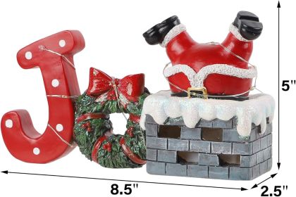 Christmas Joy Table Decorations, LED Lights Santa Claus in The Chimney Figurine Ornament (Color: Warm White)