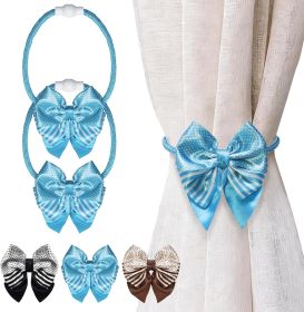 2 Pack Rope Bow Curtain Tiebacks | 2026 Upgrade Simple Elegant Strong Magnetic Curtain Holdbacks | Accessories Drapes Tie Backs Wall Decoration for Ho (Color: Blue)