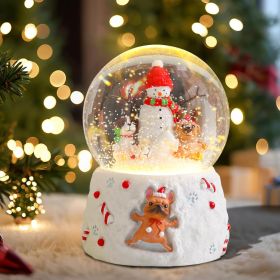 Christmas Snow Globes Gingerbread Man Village House in Cup Christmas Snow Globe with 8 Songs Color Changing Battery Operated Musical Box for Christmas (Color: Art Deco)