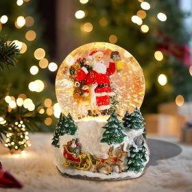 Christmas Snow Globes Gingerbread Man Village House in Cup Christmas Snow Globe with 8 Songs Color Changing Battery Operated Musical Box for Christmas (Color: Modern)