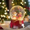 Christmas Snow Globes Gingerbread Man Village House in Cup Christmas Snow Globe with 8 Songs Color Changing Battery Operated Musical Box for Christmas