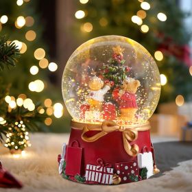 Christmas Snow Globes Gingerbread Man Village House in Cup Christmas Snow Globe with 8 Songs Color Changing Battery Operated Musical Box for Christmas (Color: Antique)