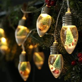 6.6FT Christmas Vintage Decor String Light - 10LED Snow Globe Bulbs String Lights with Tree & Snow & Cute Ornaments Christmas Indoor decorations for H (Color: Warm White)
