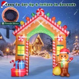7 FT Christmas Inflatable Gingerbread House Archway Decoration (Color: 9FT Archway)