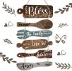 6 Pcs Bless The Food Before Us Farmhouse Kitchen Wall Decor Dining Room Collage Decorations Wall Art Rustic Hanging Wooden Roped Sign 13x21 Inches Ver