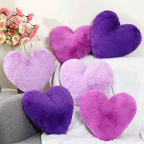 6 Pcs Faux Rabbit Fur Heart Pillows Fluffy Heart Throw Pillows Cute Couch Cushion Soft Decorative Throw Cushion for Bed Sofa Girls Women(12 x 11 Inch (Color: Purple)