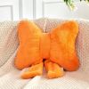 Bow Pillow, Soft Bow Decorative Pillows with Faux Rabbit Fur, Cute Bow Throw Pillows