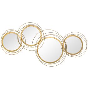 HOMCOM Metal Wall Art Modern Mirror Decor Home Hanging Wall Sculptures for Living Room Bedroom Dining Room, Gold (Color: as Pic)
