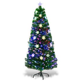 3 / 4 / 5 / 6 Feet LED Optic Artificial Christmas Tree with Snowflakes (size: 6ft)
