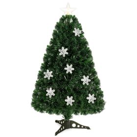 3 / 4 / 5 / 6 Feet LED Optic Artificial Christmas Tree with Snowflakes (size: 3ft)