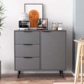 Sideboard Buffet Cabinet with Storage, Wood Coffee Bar Cabinet, Kitchen Buffet Cabinet Cupboard (Color: Gray, Cabinets: 1)