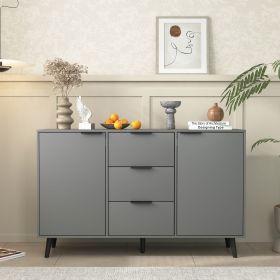 Sideboard Buffet Cabinet with Storage, Wood Coffee Bar Cabinet, Kitchen Buffet Cabinet Cupboard (Color: Gray, Cabinets: 2)