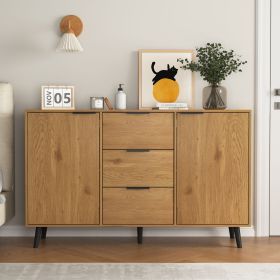 Sideboard Buffet Cabinet with Storage, Wood Coffee Bar Cabinet, Kitchen Buffet Cabinet Cupboard (Color: Natural, Cabinets: 2)