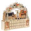 Christmas Advent Calendar, Light Up Wooden Holiday Decoration with 24 Countdown Drawers and LED Lights for Kids and Adults, Battery Operated, Natural