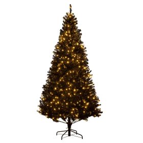 Prelit Christmas Tree Douglas Fir Artificial Christmas Tree with Realistic Branches, Warm White LED Lights (Material: Plastic, Color: Black)
