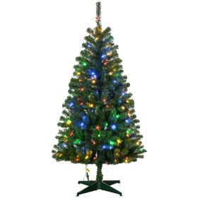 Pre-lit Artificial Christmas Tree Holiday Décor with Branches, Warm White or Colorful LED Lights, Auto Open (Color: Green, size: 5ft)