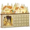 Christmas Advent Calendar, Light Up Wooden Holiday Decoration with 24 Countdown Drawers and LED Lights for Kids and Adults, Battery Operated, Natural