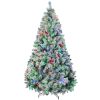 Prelit Artificial Christmas Tree Holiday Décor with Snow Flocked Branches, Warm White or Colorful LED Lights, Steel Base
