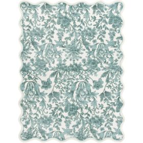 36"x56" Blue Feather Faux Fur Scalloped Indoor Accent Rug (Color: Green)