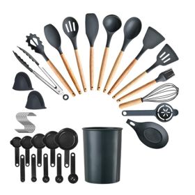 BBQ Tool & Kitchenware Kitchen Cooking Utensils Set (Color: Black, Type: 35Pcs)