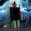 Scary Halloween Decorations Outdoor, Halloween Hanging Swinging Doll Girl with Sound & Slap Activated, Light Up Eyes Creepy Sound Expressions