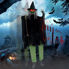 Scary Halloween Decorations Outdoor, Halloween Hanging Swinging Doll Girl with Sound & Slap Activated, Light Up Eyes Creepy Sound Expressions (style: Halloween hanging witch)