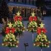 4 Pack Christmas Tree Solar Pathway Lights Outdoor Decorations