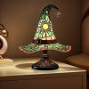 Lamps, Handcrafted Stained Glass Resin Wizard Hat Light Gothic Table Lamp for Halloween Decor, Spooky Night Light for Bedroom and Indoor Parties