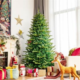Pre-lit Artificial Hinged Christmas Tree with APP Controlled LED Lights (size: 7ft)