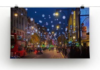 Christmas lights on Oxford street Canvas Print or Poster (Type: Standard Framed Canvas Print, size: 32" x 24" / 80cm x 60cm (approx))