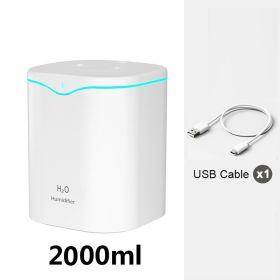 2L Cool Mist Humidifier USB Portable Desk Air Humidifier; Quiet Ultrasonic Humidifier With 2 Mist Modes And 7-Color Light; Auto Shut-Off (Color: WHITE-Double Spray, Composition: Humidifier)