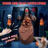 Scary Halloween Decorations Outdoor, Halloween Hanging Swinging Doll Girl with Sound & Slap Activated, Light Up Eyes Creepy Sound Expressions