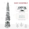 Tall Prelit Pencil Artificial Christmas Tree Holiday Décor with Snow Flocked Branches, Warm White or Colorful LED Lights, Downswept Shape