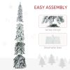 Tall Prelit Pencil Artificial Christmas Tree Holiday Décor with Snow Flocked Branches, Warm White or Colorful LED Lights, Downswept Shape