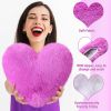 6 Pcs Faux Rabbit Fur Heart Pillows Fluffy Heart Throw Pillows Cute Couch Cushion Soft Decorative Throw Cushion for Bed Sofa Girls Women(12 x 11 Inch