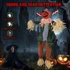 Scary Halloween Decorations Outdoor, Halloween Hanging Swinging Doll Girl with Sound & Slap Activated, Light Up Eyes Creepy Sound Expressions