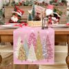 Christmas Table Runner 13x90 Inch, Xmas Trees Snowflakes Holiday Decorative Farmhouse Table Decoration for Kitchen Dinning