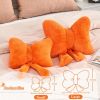 Bow Pillow, Soft Bow Decorative Pillows with Faux Rabbit Fur, Cute Bow Throw Pillows