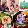 Christmas Snow Globes Gingerbread Man Village House in Cup Christmas Snow Globe with 8 Songs Color Changing Battery Operated Musical Box for Christmas