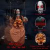 Scary Halloween Decorations Outdoor, Halloween Hanging Swinging Doll Girl with Sound & Slap Activated, Light Up Eyes Creepy Sound Expressions