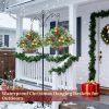 1pcs 20 Inch Christmas Hanging Basket Decorations with 30LED Warm White&Multicolored Light, Remote Control, 8 Mode, Timer
