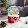 Christmas Snow Globes Gingerbread Man Village House in Cup Christmas Snow Globe with 8 Songs Color Changing Battery Operated Musical Box for Christmas