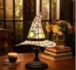 Lamps, Handcrafted Stained Glass Resin Wizard Hat Light Gothic Table Lamp for Halloween Decor, Spooky Night Light for Bedroom and Indoor Parties