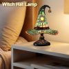 Lamps, Handcrafted Stained Glass Resin Wizard Hat Light Gothic Table Lamp for Halloween Decor, Spooky Night Light for Bedroom and Indoor Parties